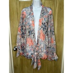 UMGEE Boho Floral Print Kimono Colorful Open Front Cardigan Womens S/M